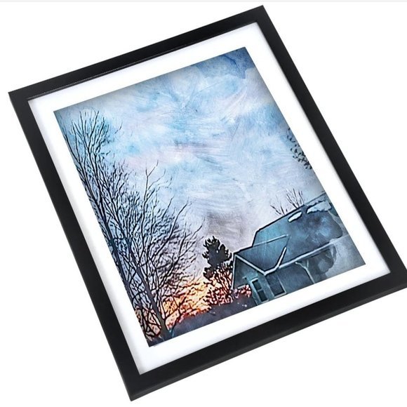 Framed Watercolor forest‎ winter wall art - Picture 1 of 4